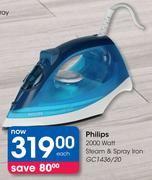 Philips 2000 Watt Steam & Spray Iron GC1436/20-Each