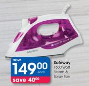 Safeway 1600 Watt Steam & Spray Iron-Each