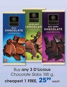 D'Licious Chocolate Slabs-100g Each