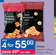 Clicks Bacon Or Prawn Snacks-4x125g Per Offer