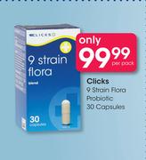 Clicks 9 Strain Flora Probiotic-30 Capsules Per Pack