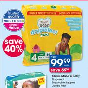Clicks Made 4 Baby Dryprotect Disposable Nappies Jumbo Pack