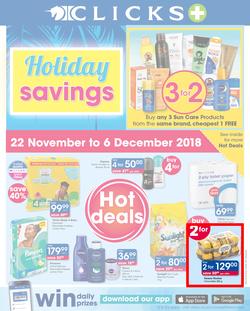 Clicks : Holiday Savings (22 Nov - 6 Dec 2018), page 1