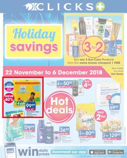 Clicks : Holiday Savings (22 Nov - 6 Dec 2018), page 1