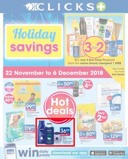 Clicks : Holiday Savings (22 Nov - 6 Dec 2018), page 1