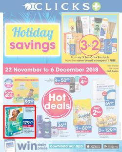 Clicks : Holiday Savings (22 Nov - 6 Dec 2018), page 1