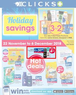 Clicks : Holiday Savings (22 Nov - 6 Dec 2018), page 1