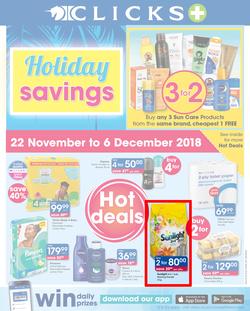 Clicks : Holiday Savings (22 Nov - 6 Dec 2018), page 1