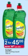Sunlight Dishwashing Liquid-2x750ml
