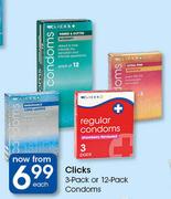 Clicks 3 Pack Or 12 Pack Condoms-Each