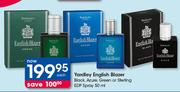 Yardley English Blazer Black, Azure, Green Or Sterling EDP Spray-50ml Each