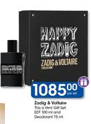 Zadig & Voltaire This Is Him! Gift Set Of EDT-100ml & Deodorant 75ml-Per Set