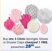 Clicks Sponges/Gloves Or Shower Caps-Each