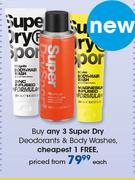 Super Dry Deodorant & Body Washes-Each