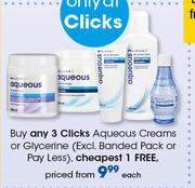 Clicks Aqueous Creams Or Glycerine (Excl Banded Pack Or Pay Less)-Each