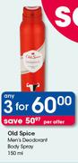 Old Spice Men’s Deodorant Body Spray-3x150ml Per Offer