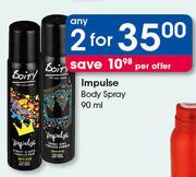 Impulse Body Spray-2x90ml Per Offer