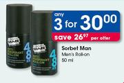 Sorbet Man Men’s Roll-On-3x50ml Per Offer