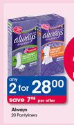 Always 20 Pantyliners-For 2