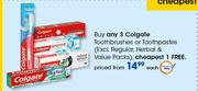 Colgate Toothbrushes Or Toothpastes (Excl.Regular, Herbal & Value Packs)-Each