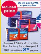 Clicks Maxi Or Ultra Duo sanitary Pads-Per Pack