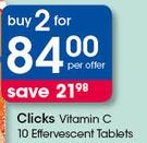 Clicks Vitamin C 10 Effervescent Tablets-For 2