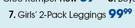 Clicks Girl's 2 Pack Leggings