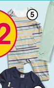 Clicks Boys 2 Pack Grey Striped Dungarees