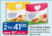 Clicks Made 4 baby Pear & Sweet Potato Or Banana, Apple & Prune Biscuit-2 x 170g
