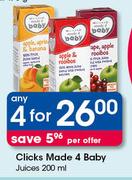 Clicks Made 4 Baby Juices-4 x 200ml