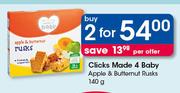 Clicks Made 4 Baby Apple & Butternut Rusks-2 x 140g