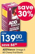 Addvance Omega 3 60 Chewy Fruit Bursts-Per Pack