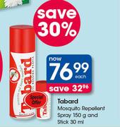 Tabard Mosquito Repellent Spray-150g & Stick-30ml Each