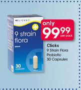 Clicks 9 Strain Flora Probiotic 30 Capsules-Per Pack