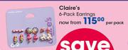 Clair's 6 Pack Earrings-Per Pack