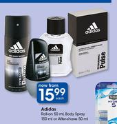Adidas Roll On 50ml, Body Spray 150ml Or Aftershave 50ml-Each