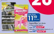 Super Max Ultimate 3 Disposable Razors 4 + 4-Per Pack