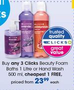Clicks Beauty Foam Baths 1Ltr Or Hand Wash 500ml-Each