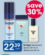 Ensign Deodorant Spray 125ml Or Aftershave 50ml-Each