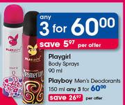 Playboy Men's Deodorant-3x150ml Per Offer