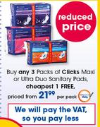 Clicks Maxi Or Ultra DUO Sanitary Pads-Per Pack