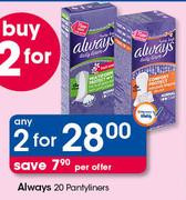 Always Pantyliners-2x20 Per Offer