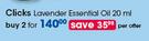 Clicks Lavender Essential  Oil-2x20ml Per Offer