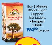 Manna Blood Sugar Support-180 Tablets Per Pack