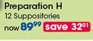 Preparation H 12 Suppositories Each