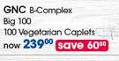 GNC B-Complex Big 100-100 Vegetarian Caplets Per Pack