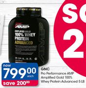 GNC Pro Performance AMP Amplified Gold 100% Whey Protein Advanced-5 LB Each