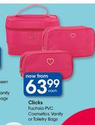 Clicks Fuchsia PVC Cosmetics, Vanity Or Toiletry Bags-Each