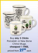 Clicks Porcelain Or New Bone China Mugs-Each