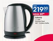 Safeway 1.7Ltr Stainless Steel 360° Cordless Kettle-Each